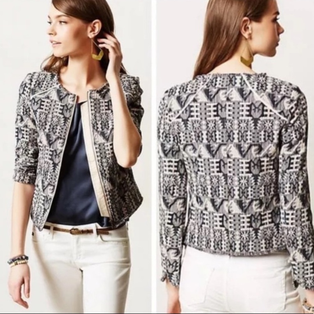 Anthropologie Hei Hei tapestry women’s zip-up blazer abstract design
